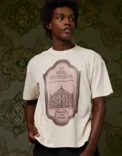 AE X Tru Kolors Hotel Graphic T-Shirt Cream -American Eagle Fashion 0161 4846 106 os
