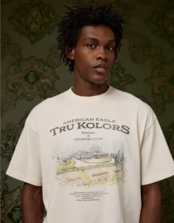AE X Tru Kolors Country Club Graphic T-Shirt Greige