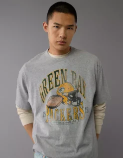 NFL Boxy Green Bay Packers Graphic T-Shirt Heather Gray -American Eagle Fashion 0164 4181 006 os