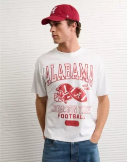AE Boxy Alabama Crimson Tide Graphic T-Shirt White