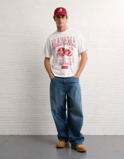 AE Boxy Alabama Crimson Tide Graphic T-Shirt White -American Eagle Fashion 0164 4726 100 os