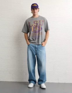 AE Boxy Louisiana State University Tigers Graphic T-Shirt Iron Heather -American Eagle Fashion 0164 4727 065 os