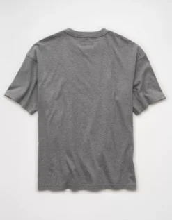 AE Boxy Wisconsin Badgers Graphic T-Shirt Gray Heather -American Eagle Fashion 0164 4727 069 b