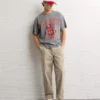AE Boxy Wisconsin Badgers Graphic T-Shirt Gray Heather