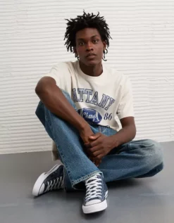 AE Boxy Penn State Nittany Lions Graphic T-Shirt Heather Fawn -American Eagle Fashion 0164 4727 122 d2