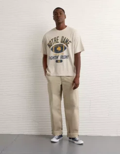 AE Boxy Notre Dame Fighting Irish Graphic T-Shirt Oatmeal Heather -American Eagle Fashion 0164 4727 864 d2