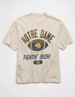 AE Boxy Notre Dame Fighting Irish Graphic T-Shirt Oatmeal Heather -American Eagle Fashion 0164 4727 864 f