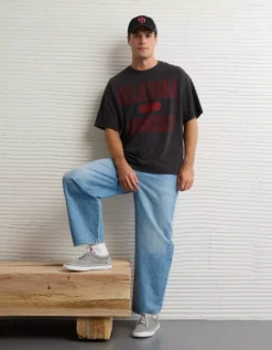 AE Boxy Oklahoma Sooners Graphic T-Shirt Onyx Black -American Eagle Fashion 0164 4728 016 os