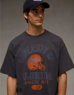 AE Boxy Florida Gators Graphic T-Shirt Destroyed Black