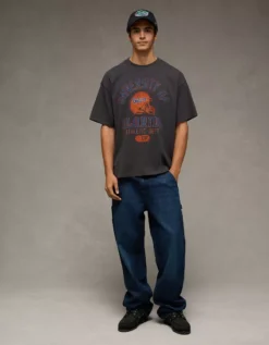 AE Boxy Florida Gators Graphic T-Shirt Destroyed Black -American Eagle Fashion 0164 4728 038 os