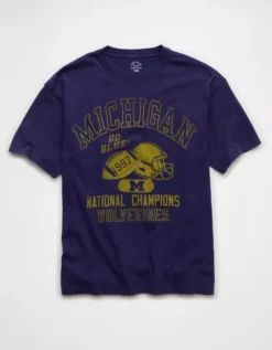 AE Boxy Michigan Wolverines Graphic T-Shirt Tidal Blue -American Eagle Fashion 0164 4728 415 f