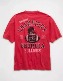 AE Boxy Georgia Bulldogs Graphic T-Shirt Red -American Eagle Fashion 0164 4728 600 b