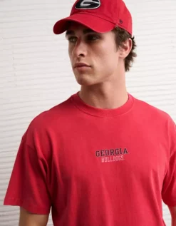 AE Boxy Georgia Bulldogs Graphic T-Shirt Red -American Eagle Fashion 0164 4728 600 d2