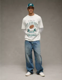 NFL Boxy Philadelphia Eagles Graphic T-Shirt Heather Frost