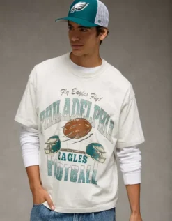 NFL Boxy Philadelphia Eagles Graphic T-Shirt Heather Frost -American Eagle Fashion 0164 4729 062 os