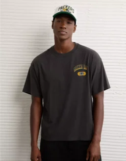 NFL Wisconsin Green Bay Packers Boxy Graphic T-Shirt Dark Shadow