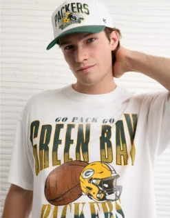 NFL Boxy Green Bay Packers Graphic T-Shirt White