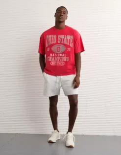 AE Boxy Ohio State Buckeyes Graphic T-Shirt Red -American Eagle Fashion 0164 4810 600 os