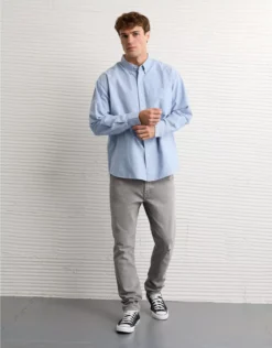 AE EasyFlex Ripped Athletic Skinny Jean Light Faded Gray