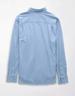 AE 24/7 Club Long Sleeve Button-Up Shirt Light Blue -American Eagle Fashion 0180 4587 401 b