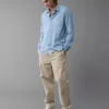 AE 24/7 Club Long Sleeve Button-Up Shirt Light Blue