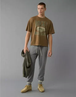 AE Boxy Vintage Graphic T-Shirt Khaki