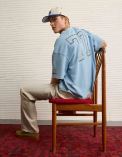 AE Boxy Nautical Graphic T-Shirt Soft Blue -American Eagle Fashion 0181 4652 440 l2