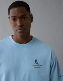 AE Boxy Nautical Graphic T-Shirt Soft Blue