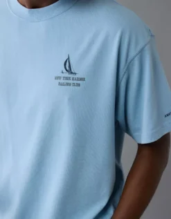 AE Boxy Nautical Graphic T-Shirt Soft Blue -American Eagle Fashion 0181 4652 440 os