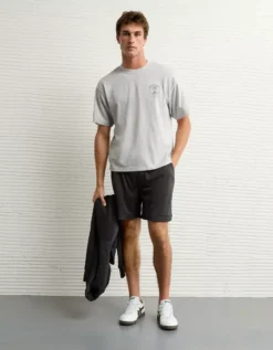 AE Boxy Logo Graphic T-Shirt Heather Frost -American Eagle Fashion 0181 4654 062 os