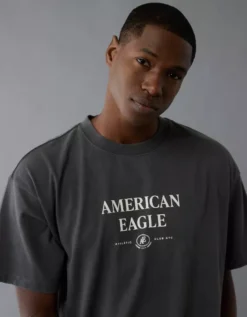 AE Boxy Logo Graphic T-Shirt Dusted Slate -American Eagle Fashion 0181 4655 023 os