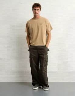 AE Boxy Logo Graphic T-Shirt Khaki -American Eagle Fashion 0181 4655 212 os