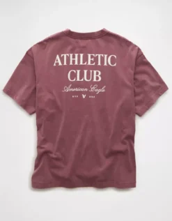 AE Boxy Logo Graphic T-Shirt Burgundy Light -American Eagle Fashion 0181 4655 614 b