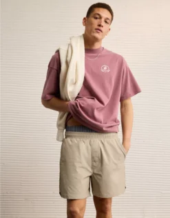 AE Boxy Logo Graphic T-Shirt Burgundy Light