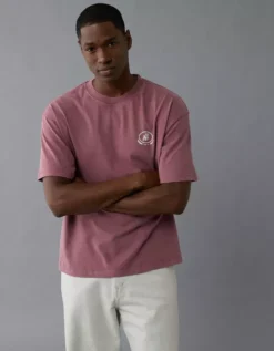 AE Boxy Logo Graphic T-Shirt Burgundy Light -American Eagle Fashion 0181 4655 614 os