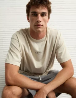 AE Boxy Logo Graphic T-Shirt Vintage Vanilla -American Eagle Fashion 0181 4656 123 d2