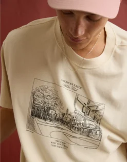 AE Boxy Logo Graphic T-Shirt Bone Khaki