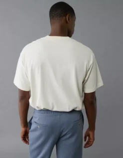 AE Boxy Logo Graphic T-Shirt Bone Khaki -American Eagle Fashion 0181 4656 210 ob