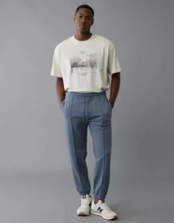 AE Boxy Logo Graphic T-Shirt Bone Khaki -American Eagle Fashion 0181 4656 210 os