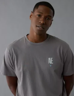 AE Logo Graphic T-Shirt Haze Grey -American Eagle Fashion 0181 4659 036 os
