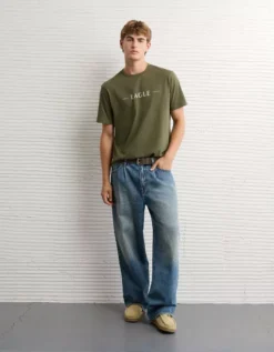 AE Logo Graphic T-Shirt Olive Daze -American Eagle Fashion 0181 4664 317 os
