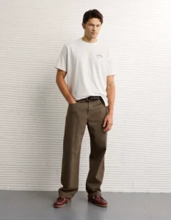 AE Logo Graphic T-Shirt Heather Frost -American Eagle Fashion 0181 4668 062 os