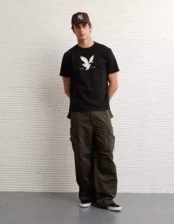 AE Graphic T-Shirt Black -American Eagle Fashion 0181 4675 001 os