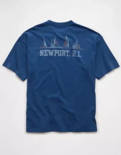 AE Boxy Nautical Graphic T-Shirt Jeweled Blue -American Eagle Fashion 0181 4733 420 b