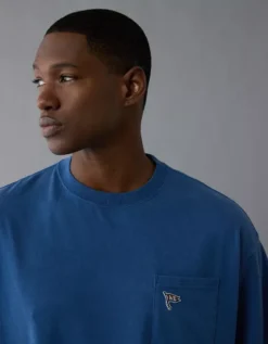 AE Boxy Nautical Graphic T-Shirt Jeweled Blue -American Eagle Fashion 0181 4733 420 d2