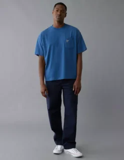 AE Boxy Nautical Graphic T-Shirt Jeweled Blue -American Eagle Fashion 0181 4733 420 os