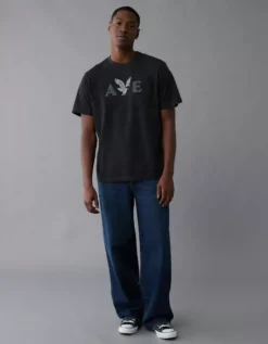 AE Lightweight Icon Logo Graphic T-Shirt Charcoal Heather -American Eagle Fashion 0181 4819 027 os
