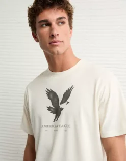 AE Lightweight Icon Logo Graphic T-Shirt Cream -American Eagle Fashion 0181 4819 106 os