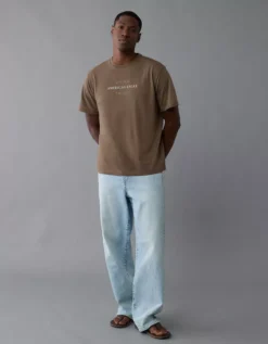 AE Lightweight Icon Logo Graphic T-Shirt Medium Brown -American Eagle Fashion 0181 4819 202 os