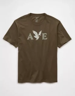 AE Lightweight Icon Logo Graphic T-Shirt Bunker Olive -American Eagle Fashion 0181 4819 306 f